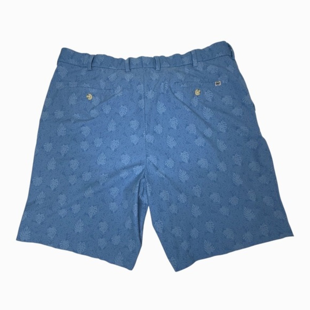 PETER MILLAR Men's Size 38 Blue Tropical Monstera Leaf Print Golf Shorts - Picture 3 of 9